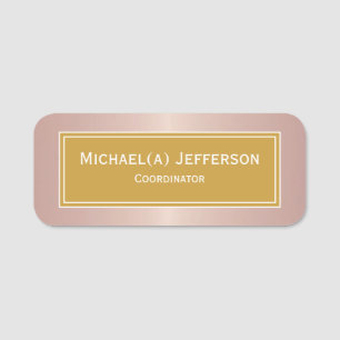 Senf Gelb Banner auf Rose Gold Metallic Pink Namensschild