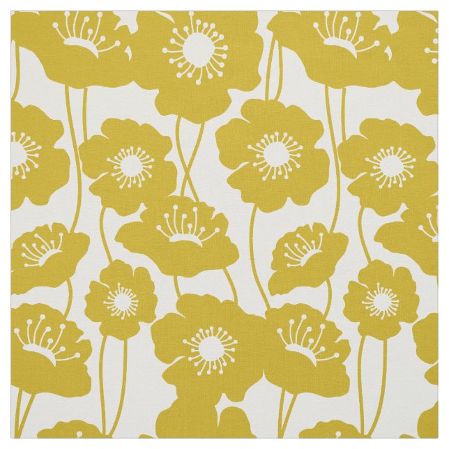 Senf-gelbes Mohnblumen-Muster Stoff (Muster)