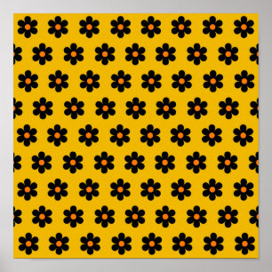 Senf Herbst Botanisches Blumenmuster Herbst Wand  Poster