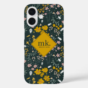 Senf Käfer und Bienen Bohemische Wildblumen iPhone 16 Hülle