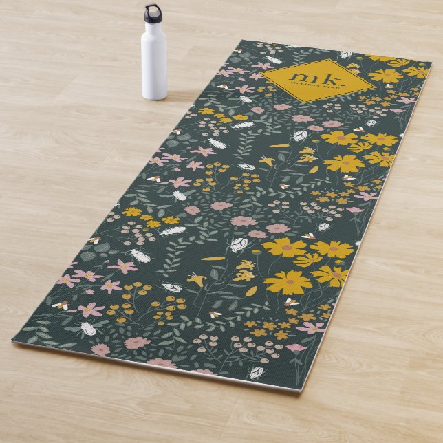 Senf Käfer und Bienen Bohemische Wildblumen Yogamatte (Beispiel)