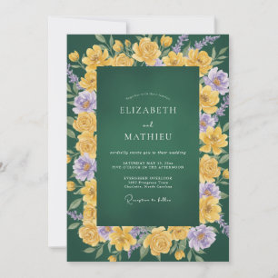 Senf-Lavendel-Ranunculus-Eukalyptus-Hochzeit Einladung