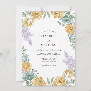 Senf Leuchtende Blumige Hochzeit Einladung