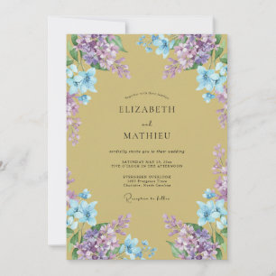 Senf-Lila-Wildblumen-Hochzeit Einladung