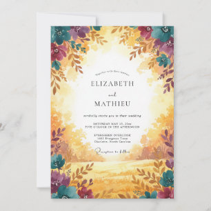 Senf-Pflaume-Laub-Eukalyptus-Hochzeit Einladung