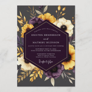 Senf & Pflaume Moody Florale Hochzeit Einladung