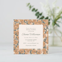 Senf-Salbei-Blumenmuster-Bridal-Shower-Quadrat
