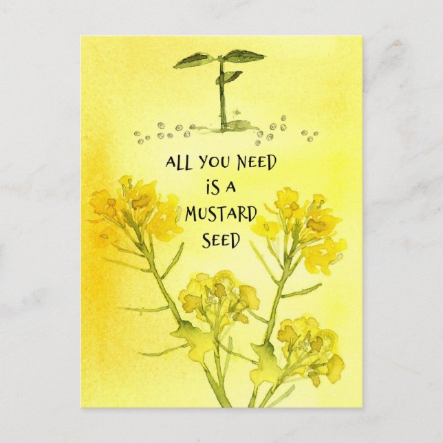 Senf Seed Faith Blume Religiöse Christlich Postkarte (Vorderseite)