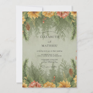 Senf-Tannen-Wald-Eukalyptus-Hochzeit Einladung