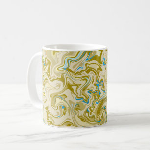 Senf und Blue Abstrakt Fluid Art Kaffeetasse