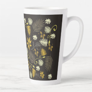 Senf- und schwarze Blumen-Lattentasse Milchtasse