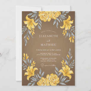 Senfbraune Lilienhochzeit Einladung