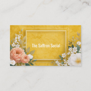 Senfgelb Floral Aquarell Geometrische Rose Visitenkarte