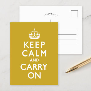 Senfgelb Keep Calm And Carry On Postkarte