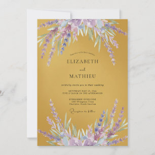 Senfgelb-Lila-Wisteria-Hochzeit Einladung