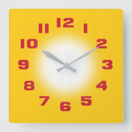 Senfgelb Quadratische Wanduhr