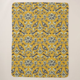Senfgelb und Navy Vögel, Schmetterlinge und Blume Sherpadecke