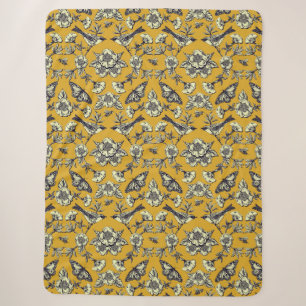 Senfgelb und Navy Vögel, Schmetterlinge und Blume Sherpadecke