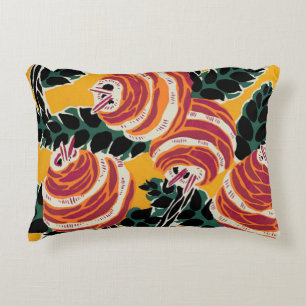 Senfgelb und Orange Art Deco Floraldekoration Dekokissen