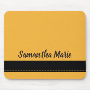 Senfgelb und Personalisierte schwarze Mousepad