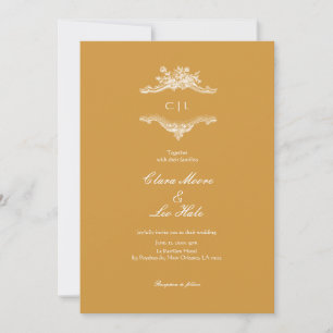 Senfgelb Vintage Zierlicher Rahmen Hochzeit Einladung