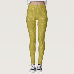 Senfgelb weiße Tupfenmuster Leggings
