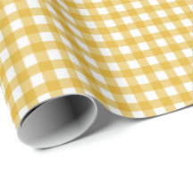 Senfgelb| Weißes Gingham Wrapping Paper