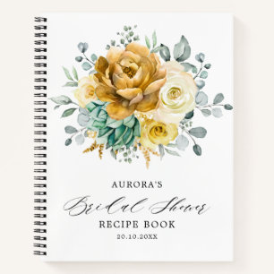 Senfgelbe Florale Salbei-Hochzeitsdusche-Rezept Notizbuch