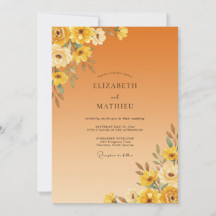 Senfgelbe lebendige herbstliche Hochzeit Einladung