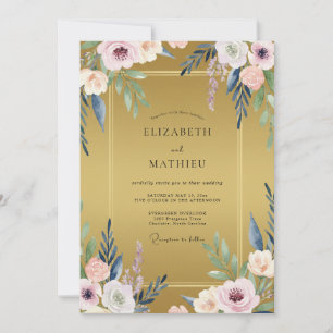 Senfgelbe Malvenblatt-Hochzeit Einladung