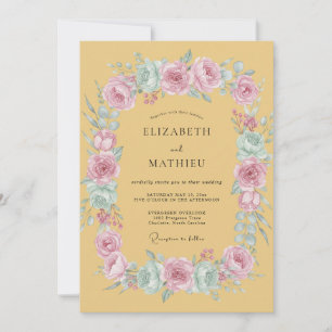 Senfgelbe Whimsical-Rosen-Hochzeit Einladung