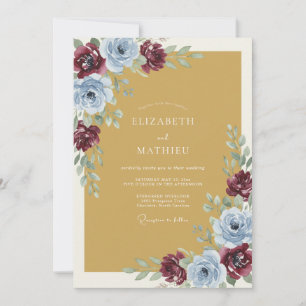 Senfgelbes auffallendes herbstliches Hochzeitsmoti Einladung