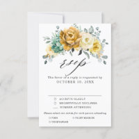 Senfgelbes Blumensalbei-Grün Modern Hochzeit
