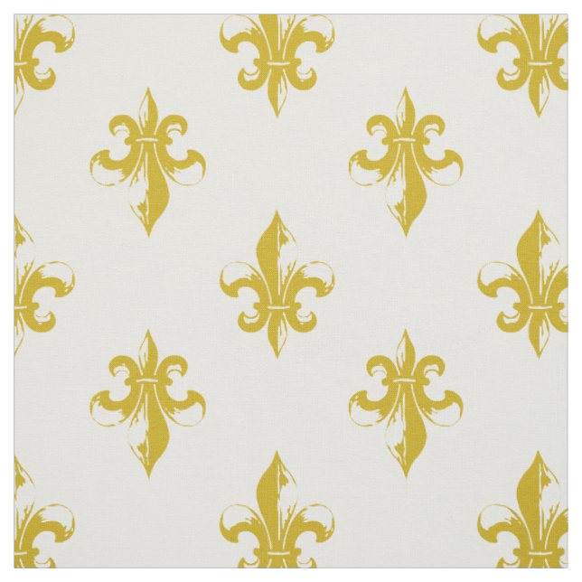 Senfgelbes Fleur-de-Lis-Muster Stoff (Muster)