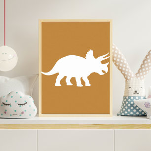 Senfgelbes Triceratops-Dinosaurier-Kinderzimmer-Po Poster