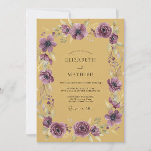 Senfgelbliche Amethyst-Anemone-Hochzeit Einladung