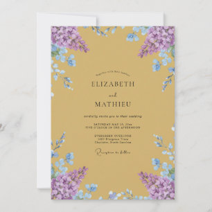 Senfgold-Amethyst-Wisterien-Hochzeit Einladung