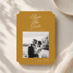 Senfgold Editorial Foto Save the Date Karte