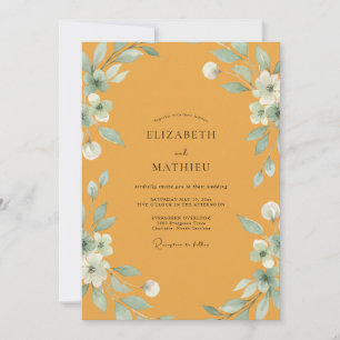 Senfgroße Minzblatt-Hochzeit Einladung