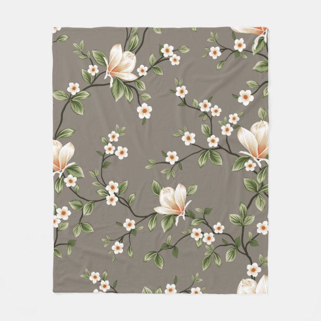Senfkleine Blume mit grünen Blätter Fleecedecke (Vorderseite)