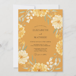 Senfzinnien-Blatt-Hochzeit Einladung