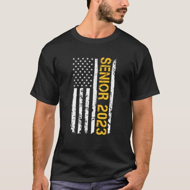 Senior 2023 American Flag USA Abschluss Class of T-Shirt (Vorderseite)