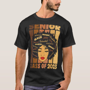 Senior 2023 Class Black Smart Afro Melanin African T-Shirt