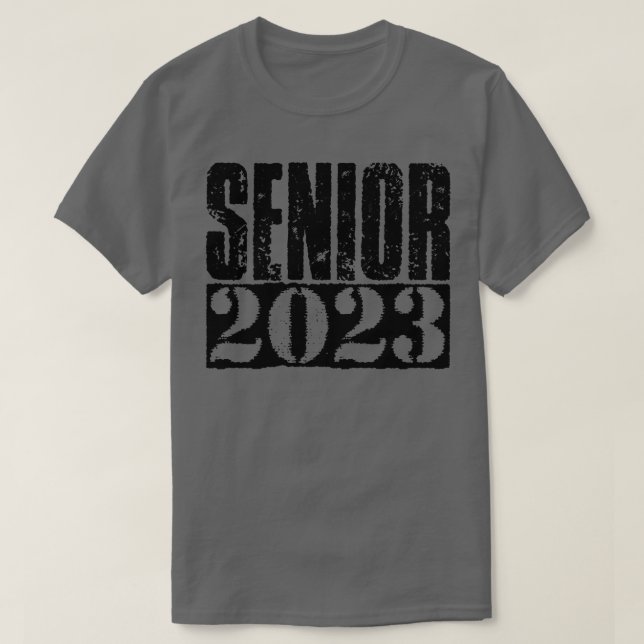 Senior 2023 Schwarzer Vintager Text T-Shirt (Design vorne)