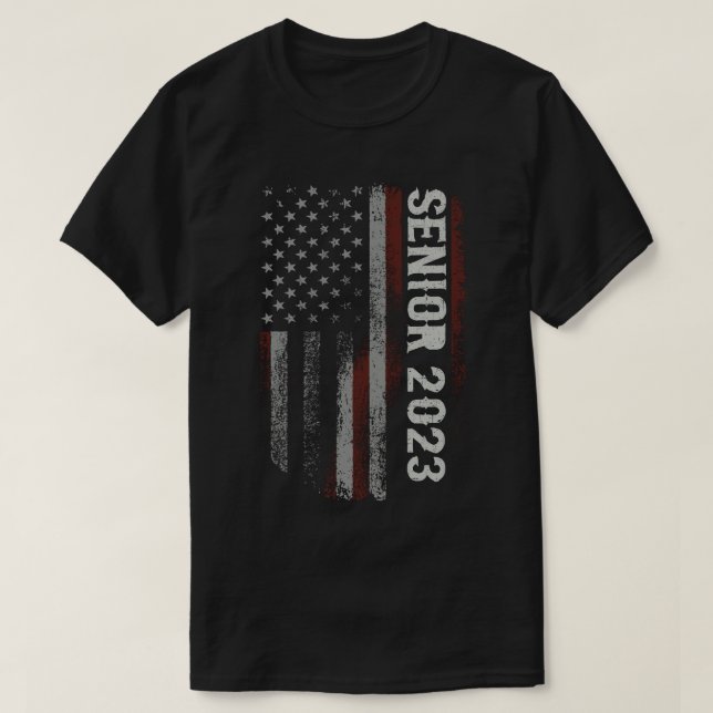 Senior 2023 US American Flag Abschluss Gift T-Shirt (Design vorne)