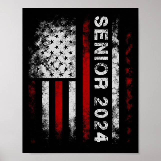 Senior 2024 American Flag USA Abschluss Class of Poster (Vorne)