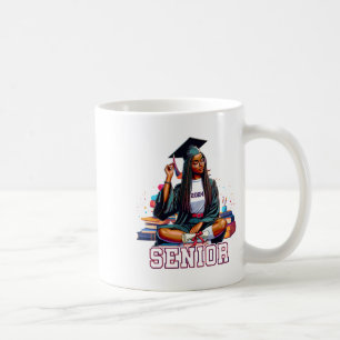 Senior 2024 Black Afro African Woman Abschluss Bo Kaffeetasse
