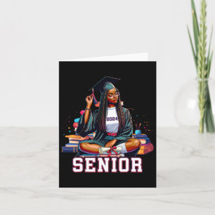 Senior 2024 Black Afro African Woman Abschluss Bo Karte