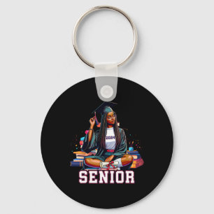 Senior 2024 Black Afro African Woman Abschluss Bo Schlüsselanhänger