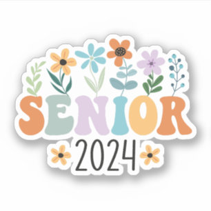 Senior 2024 Groovy Retro Class of 2024 Abschluss Aufkleber